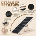 thumbnail image 2 of Wooden Adjustable Pet Ramp for All Dogs and Cats - Non Slip Carpet Surface and Foot Pads - 40" Long and Adjustable from 12” to 24” - Up to 200LBS - Folding Dog Car Ramps for SUV, Bed, Couch, 2 of 10