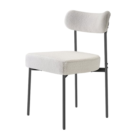 Set of 2 Modern Boucle Dining Chairs with Curved Backrest and Metal Legs, Kitchen Side Chairs