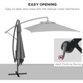 thumbnail image 4 of Outsunny Patio Offset Umbrella with Cross Base, Banana Parasol Dark Grey, 4 of 10