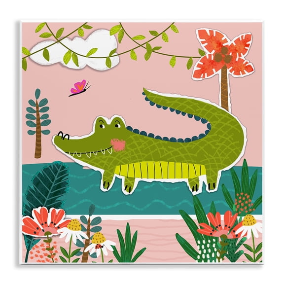 Stupell Industries Alligator In Swamp Animals Painting Unframed Art Print Wall Art, 12 x 12