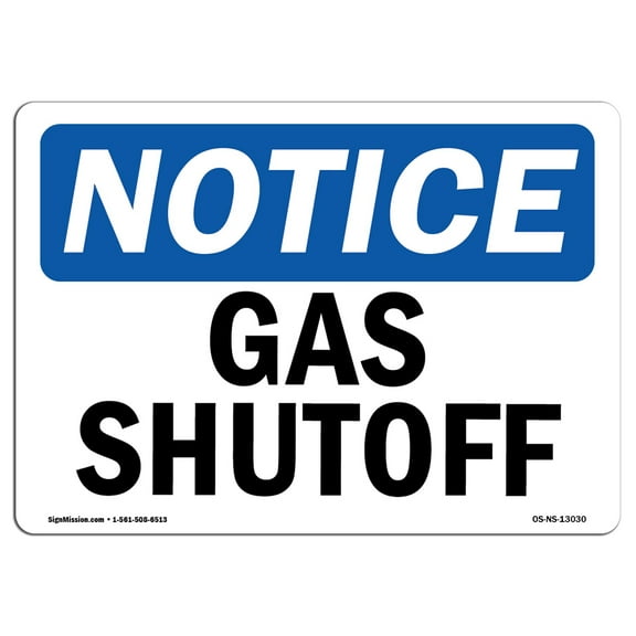 OSHA Notice Sign - Gas Shutoff | Decal | Protect Your Business, Construction Site, Warehouse & Shop Area |  Made in the USA