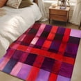 thumbnail image 4 of 3'x5' Area Rugs, Red Purple Indoor Outdoor Area Rug for Living Room Bedroom, Striped Plaid Modern Abstract Oil Painting Washable Bathroom Rugs Kitchen Floor Carpet Mats Home Decor Aesthetic, 4 of 8