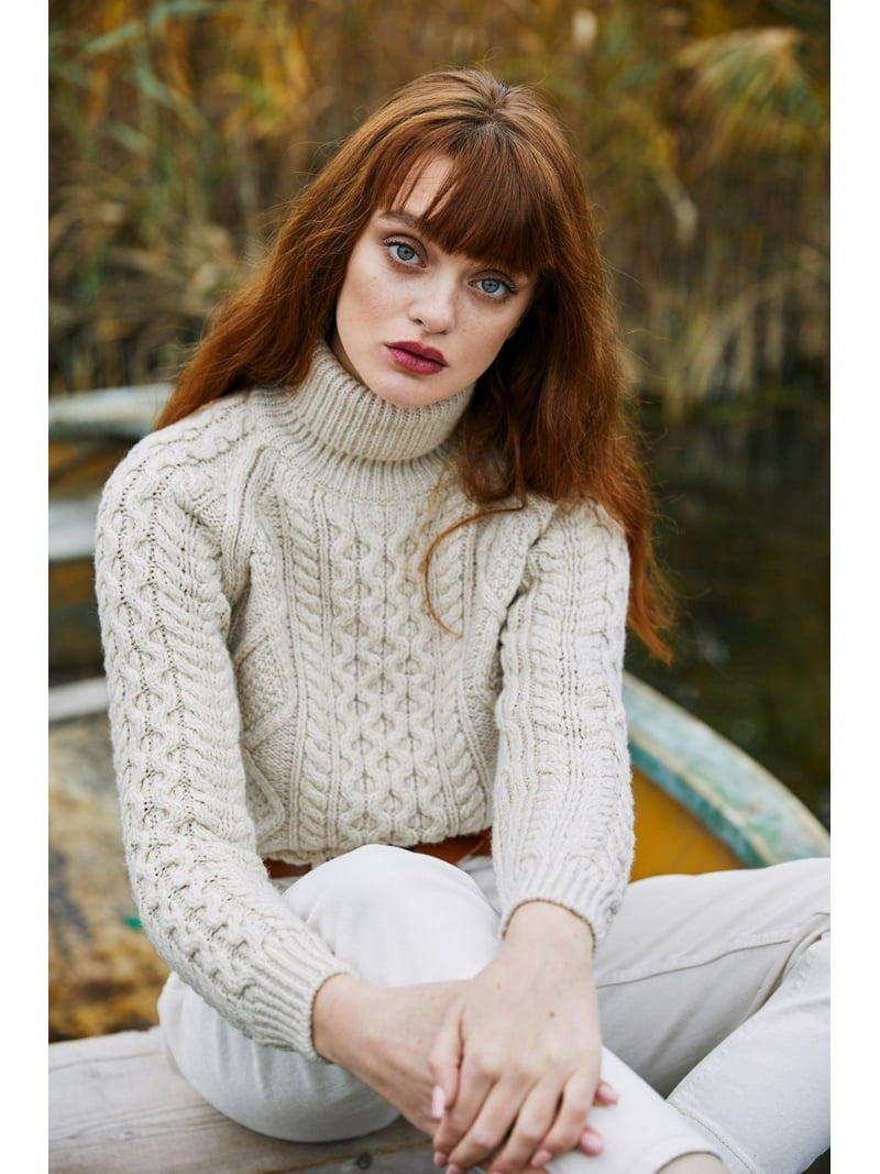 ニット+セーター Ameri VINTAGE - AMERI LAUREN TURTLE NECK KNIT Worn White Sidewinder Rib Turtleneck - Buck Mason- Modern