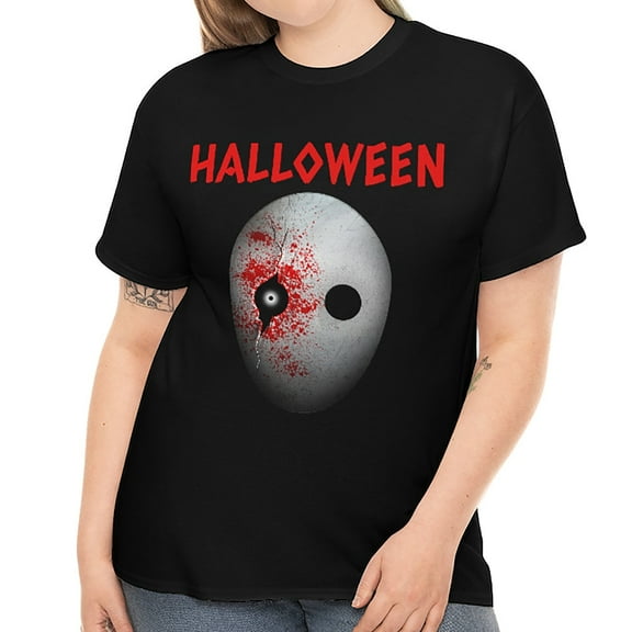 Halloween Mask Tops for Women Plus Size 1X 2X 3X 4X 5X Halloween Shirt Plus Size Halloween Costumes for Women