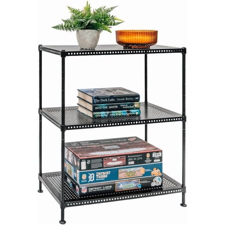 Shelving Inc. 12" d x 24" w x 28" h 3-Tier Perforated Metal Shelving, Standard Duty, Weight Capacity 110 lbs Per Shelf