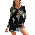 thumbnail image 1 of World Map Square Neck Dress Cute Loose Print Dresses Elegant Beach Party Dress Map Of The World World Map Collage Abstract Map, 1 of 5