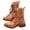 Yellow, variant on Jsaierl Women's Combat Boots Lace Up Embroidered Boots For Women Western Cowboy Ankle Booties Fashion Low Chunky Block Heel Pointed Toe Fall Heeled Booties Shoes