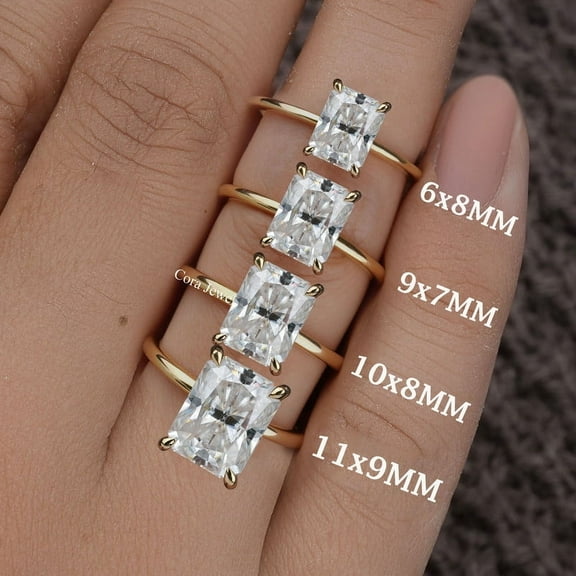 Cora Jewellery 3.5CT Radiant Moissanite Solitaire Engagement Ring for Women, 14K Yellow Gold