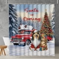 thumbnail image 2 of Santa is Coming Shetland Sheepdog Merry Christmas Xmas Noel Truck Tree Shower Curtain Sheltie Dog Lover Gifts Waterproof Bathroom Bathtub Curtain - 02023, 2 of 5