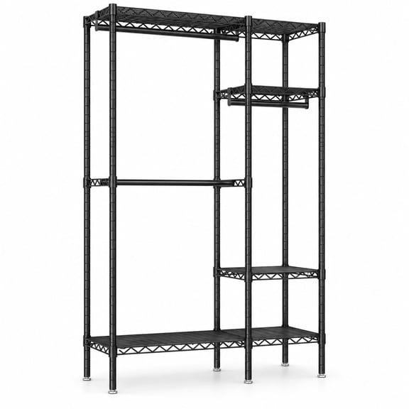 Freestanding Clothes Rack for Hanging Garments in a Bedroom or Dressing Room, Black