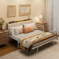 thumbnail image 2 of Aiho Twin Size Metal Daybed Frame, Twin Sofa Daybed Frame with Storage Headboard & Charging Station & Pull-Out Trundle for Living Room, Bedroom and Guest Room - Beige, 2 of 10