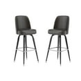 thumbnail image 2 of Emma + Oliver Set of 2 Dark Brown Bar Stools with Metal Frames, Vinyl Upholstered Swivel Bucket Seats, and Footrests, 2 of 11