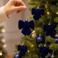 thumbnail image 6 of 6Pcs Velvet Christmas Balls, Flocked Bow Shaped Baubles for Christmas Tree, Shatterproof Flocked Ornaments Balls for Family Holiday Wedding Party Xmas Hanging Decoration(Blue), 6 of 7