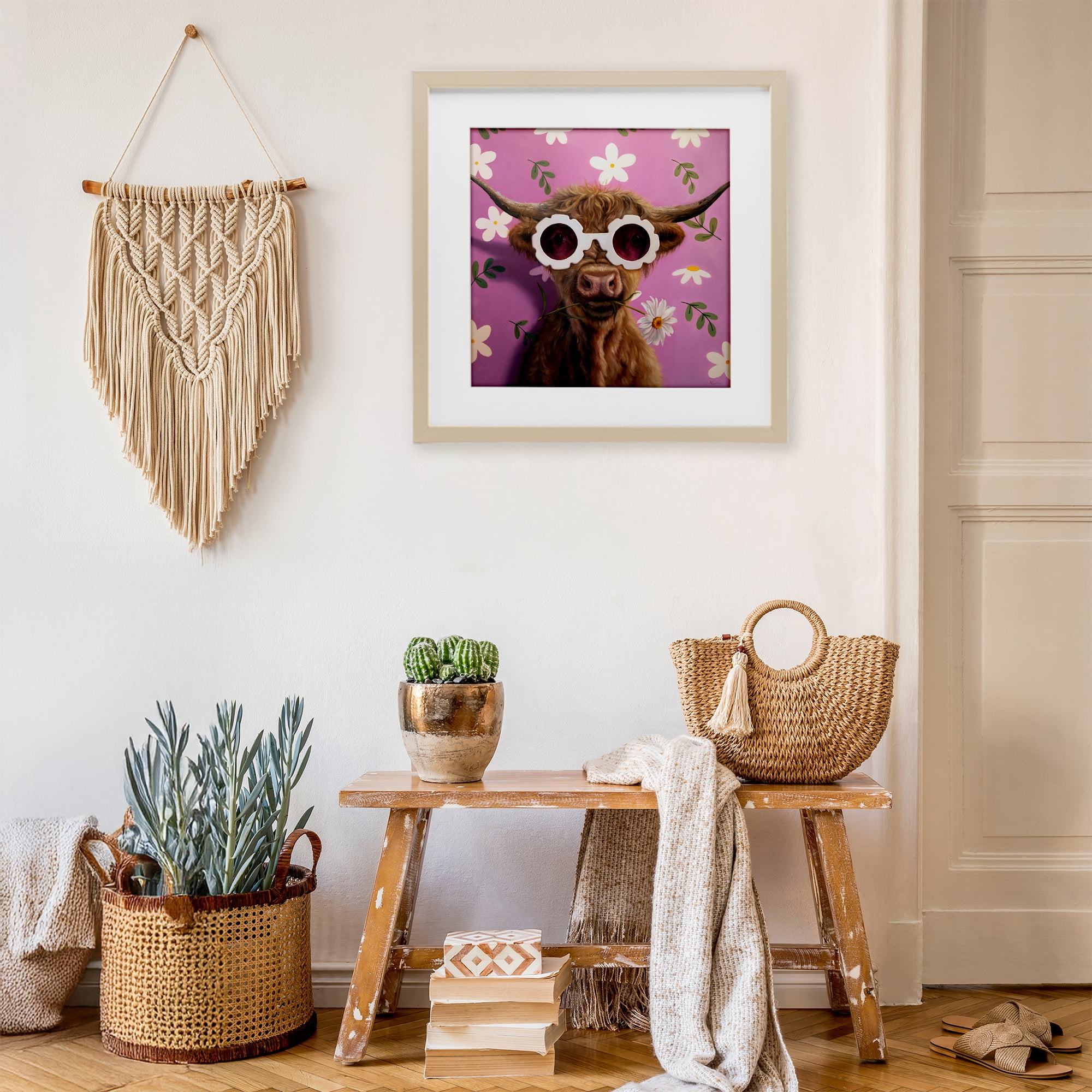 Stupell Industries Fresh As A Daisy Cattle Birch Framed Print Under Glass, design by Lucia Heffernan