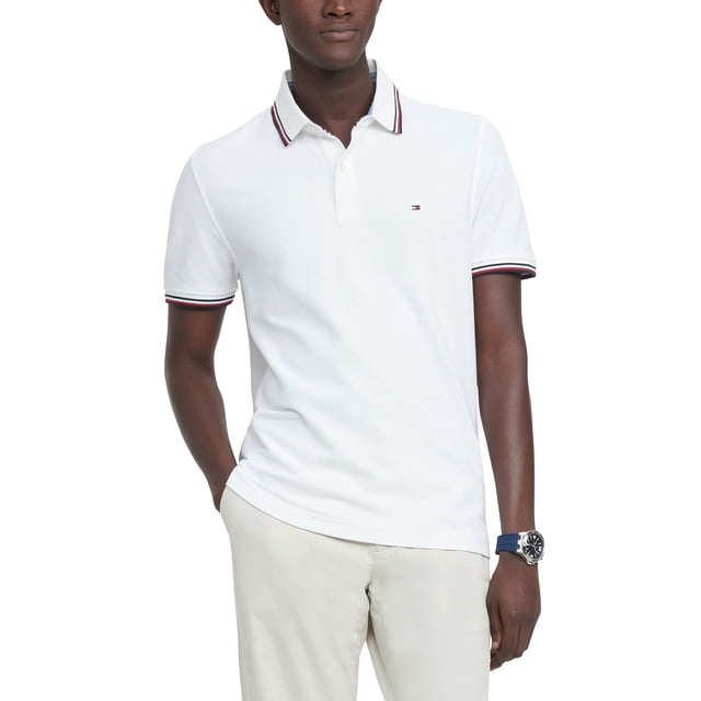 Polo Tommy Hilfiger de manga corta para hombre, clásico, blanco