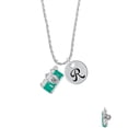 thumbnail image 2 of Delight Jewelry Silvertone Teal Camera Silvertone Script Initial Disc - R - Charm Necklace, 20"+3", 2 of 4