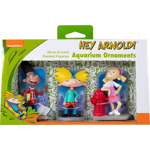 Penn-Plax Hey Arnold 3-Piece Aquarium Decoration Bundle – Includes Arnold, Gerald, and Helga – Small
