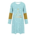 thumbnail image 5 of Women's Christmas Dress Long Sleeve Crewneck Printed Pullover Mini Home Pjs Skirt Light Blue-2 M, 5 of 6