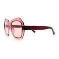thumbnail image 6 of Womens Oversized Dimensional Thick Rectangle Retro Fashion Plastic Sunglasses [All Burgundy], 6 of 7