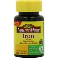 Nature's Bounty Iron 65 mg Tablets, 100 Tablets - Walmart.com