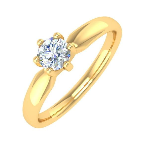 1/4 Carat 6-Prong Set Diamond Solitaire Engagement Ring Band in 10K Yellow Gold (Ring Size 6.75)