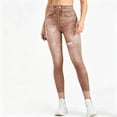 thumbnail image 6 of Pants Women, Women's Pants High Waisted Stretchy Jeans, Slim Fit Cuffed Hem Skinny Cropped Denim Pants with Pockets for Casual Daily Brown L, 6 of 7