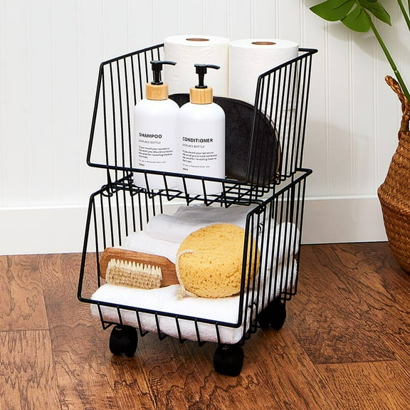 Set of 2 Stackable Storage with Wheels
