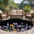 thumbnail image 5 of Spring Floral Large Area Rugs for Bedroom Living Room, Soft Non Slip Carpet Bedside Rug, Summer Botanical Elegant Black Round Floor Cover Kitchen Accent Rug 8' for Dining Room/Office, 5 of 9