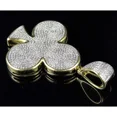 thumbnail image 3 of 2 Ct Moissanite 14K Yellow Gold Plated .925 Flower Clover Club Pendant 2", 3 of 4