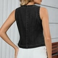 thumbnail image 7 of Weiqiqre Vest Tops for Women Sleeveless Strechy Jean Vest Top Button Down Crewneck Casual Summer Western Waistcoat, 7 of 7