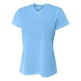 thumbnail image 1 of Camiseta de mujer con escote en V y malla ojo de pájaro AZUL CLARO XL A4 NW3254, 1 of 1