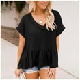 thumbnail image 5 of Babysbule Womens Summer Top Women's Fashion V Neck Tops Casual Ruffle Short Sleeve Pullover Solid Blouse, 5 of 9