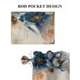 thumbnail image 6 of Vintage Blue Floral Bathroom Window Curtain, Butterflies Watercolor Flower Linen Light Filtering Coffee Kitchen Curtains, Bedroom Living Room Curtains 2 Panel 84"x54", 6 of 6