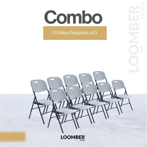Sillas Plegables Blancas Paquete 10 piezas LOOMBER