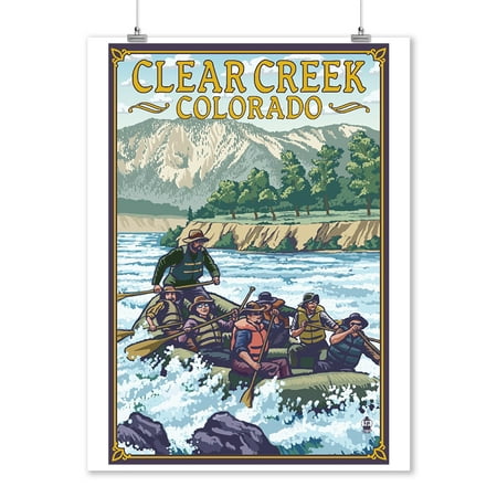 Clear Creek, Colorado - River Rafting - Lantern Press Poster (9x12 Art Print, Wall Decor Travel (Best Rafting In Colorado Reviews)