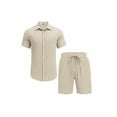thumbnail image 3 of COOFANDY Mens Short Sets 2 Piece Outfits Casual Button-Down Shirts Beach Wedding Attire, 3 of 10