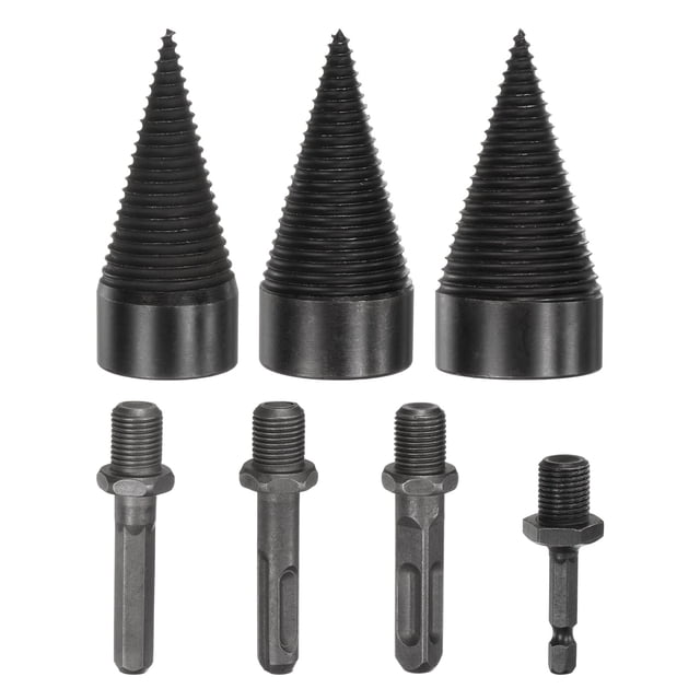 Uxcell 3-Pack Broca para Dividir Madera 38mm + 42mm + 45mm + 4 Mangos (Cuadrado + Redondo + Hexagonal + Pequeño Hexagonal) para Estufa/Finca