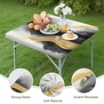 thumbnail image 4 of Black White Gray Gold Marble Pattern Square Fitted Tablecloth with Elastic Edge,Square Table Cover,Washable Elastic Table Cover for Home Kitchen Party Decor 36"x36", 4 of 6