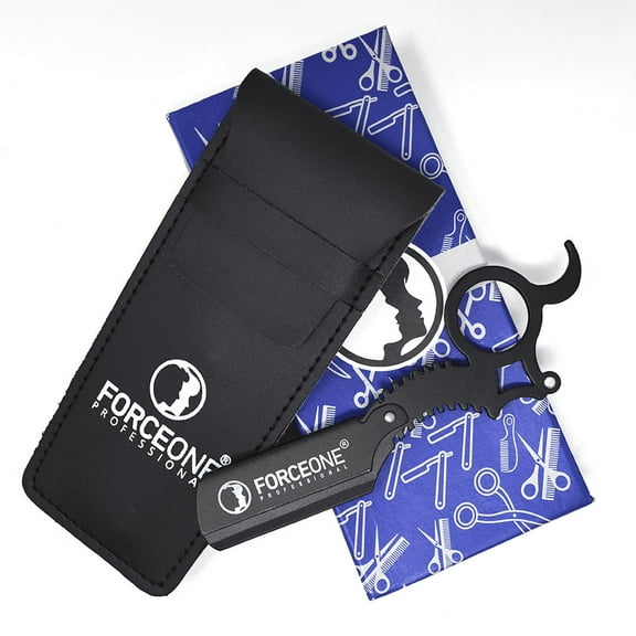 Real Germany Stainless Steel Straight Edge Razor Premium Black by FORCEONE