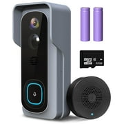 Wireless Doorbell Camera with Chime, XTU J1 Wifi Video Doorbell , 1080P HD, 6700 mAH Battery Powered