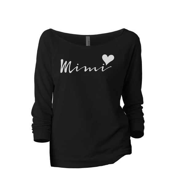 Mimi Heart Women's Fashion Slouchy 3/4 Sleeves Raglan Lightweight Sweatshirt Black X-Large