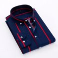 thumbnail image 4 of Camisa de hombre a rayas de gran tamaño para hombre, camisas rojas ajustadas XXL, ropa popular coreana, algodón, informal, con mangas, moda 2024 I Asia, 4 of 5