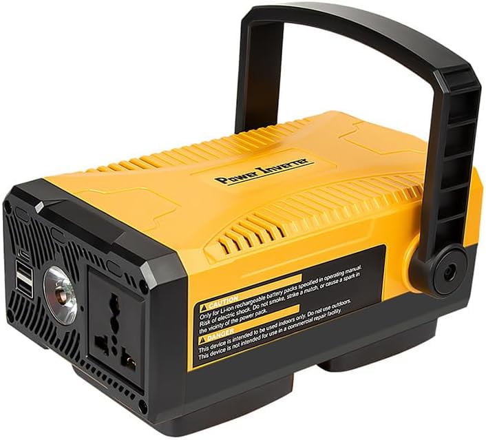 150W Power Inverter for De*walt 20V Battery, DC 20V to AC 110-120V Battery Inverter, Portable Power Station Generator, Charger Adapter Battery Powered Outlet with 2 USB Ports & 1 Type-C & 1 AC Outlet