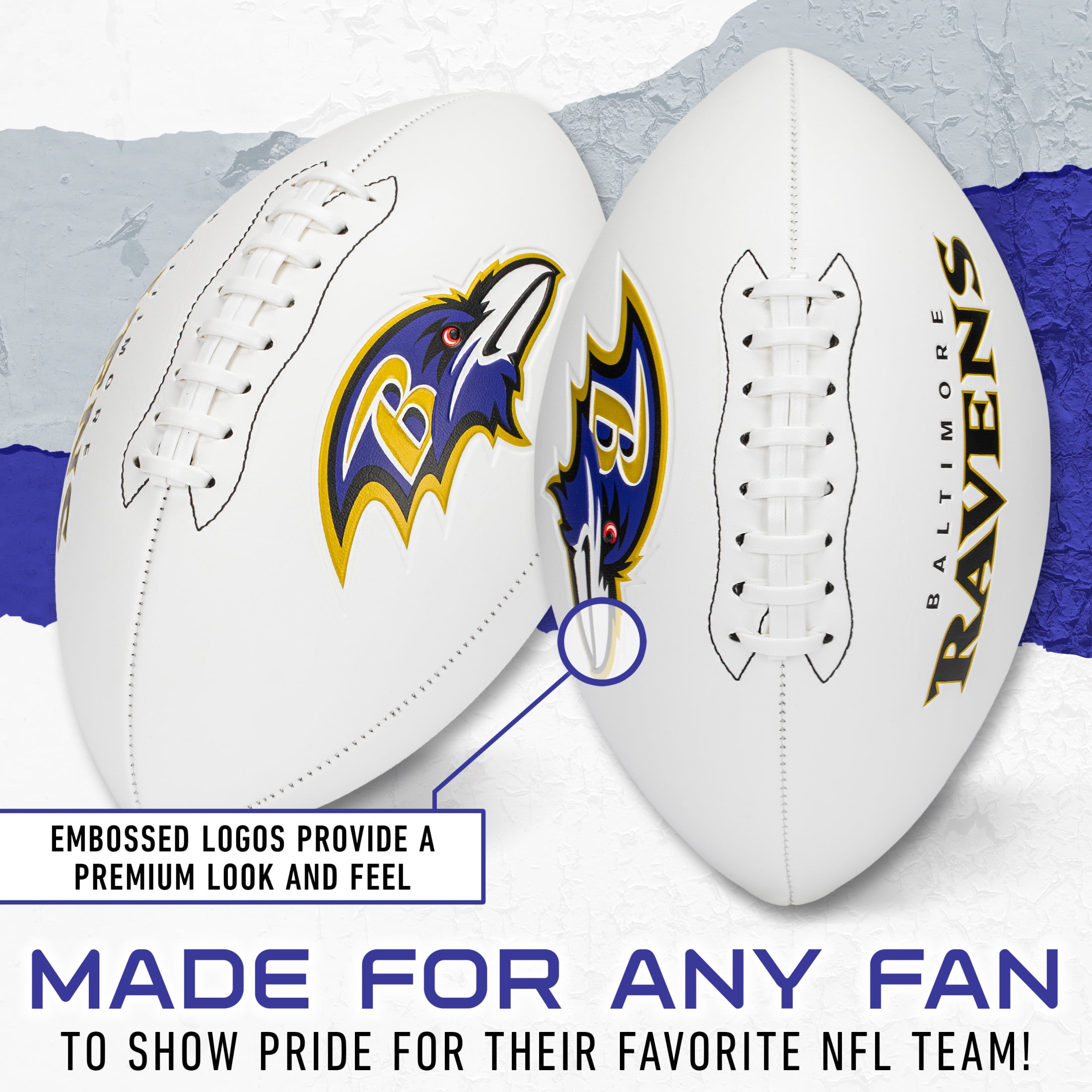 Franklin Sports NFL Baltimore Ravens Autograph Football - Official Size White Panel Souvenir Football for Autographs + Signatures - NFL Team Fan Shop Memorabilia Football for Display