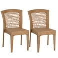 thumbnail image 6 of Christopher Knight Home Stackable Patio Dining Chairs with Ratten and Metal Frame, Beige, Set of 2, 6 of 19
