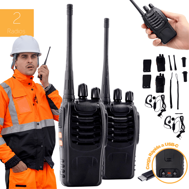 Radios Walkie Talkies Baofeng BF-888s Kit 2 Piezas Manos Libres Negro