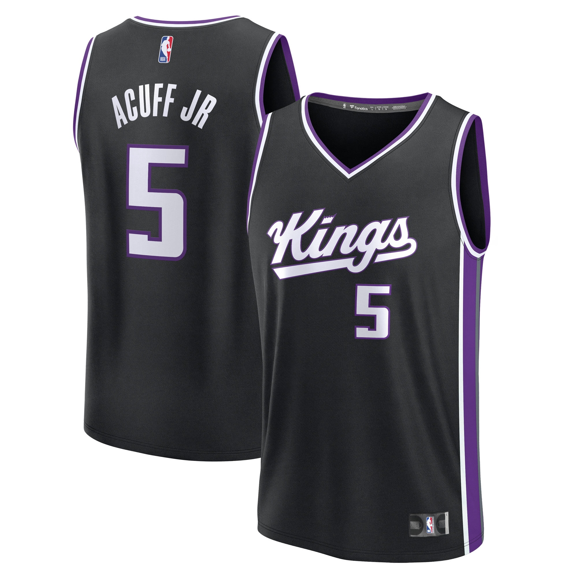 Men's Fanatics Darius Acuff Jr. Black Sacramento Kings 2026 NBA Draft First Round Pick Fast Break Jersey - Icon Edition
