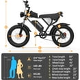 thumbnail image 5 of Ridstar 1500W Electric Bike for Adults,33MPH 48V 20Ah Electric Bicycle ,20" Fat Tire Full Suspension Mountain Bike UL2849, 5 of 8
