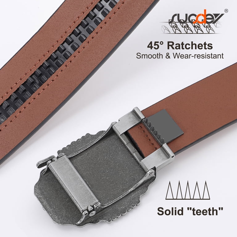 Leather Cowboy Ratchet Belt with Automatic Western Buckle SUOSDEY Cowboy Ratchet Belt Western Leather Belts for Men  main image 4