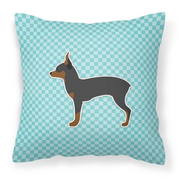 Carolines Treasures BB3687PW1818 Toy Fox Terrier Checkerboard Blue Fabric Decorative Pillow